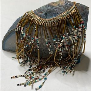 Gold Egyptian Tribal Choker beaded statement necklace